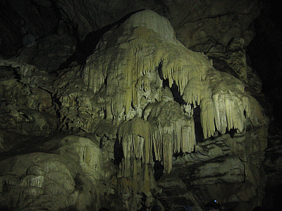 Stalactite formations hanging inside the Borra caves