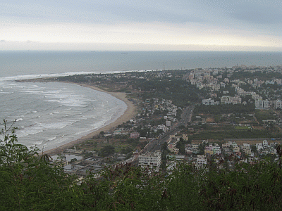 Another panoramic view of the hills and sea from atop Kailashgiri hill